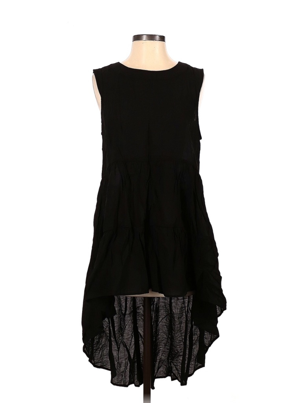 entro Black Sleeveless High-Low Tiered Mini Dress